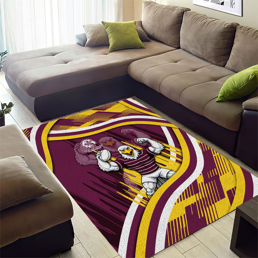 Sea Eagles Rugby Mascot Area Rug Fierce Athlete Graphic in Sports Style