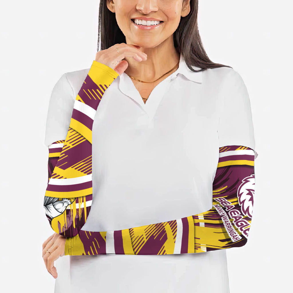 Sea Eagles Rugby Mascot Arm Sleeves Fierce Athlete Graphic in Sports Style
