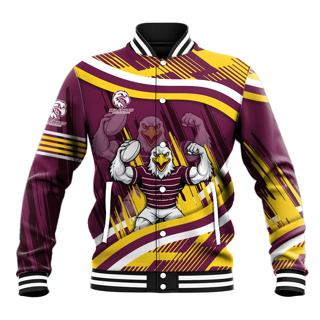 Sea Eagles Rugby Mascot Baseball Jacket Fierce Athlete Graphic in Sports Style