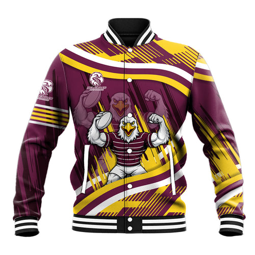 Sea Eagles Rugby Mascot Baseball Jacket Fierce Athlete Graphic in Sports Style