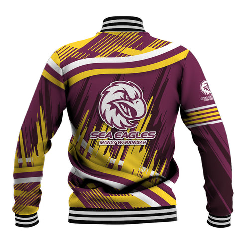 Sea Eagles Rugby Mascot Baseball Jacket Fierce Athlete Graphic in Sports Style