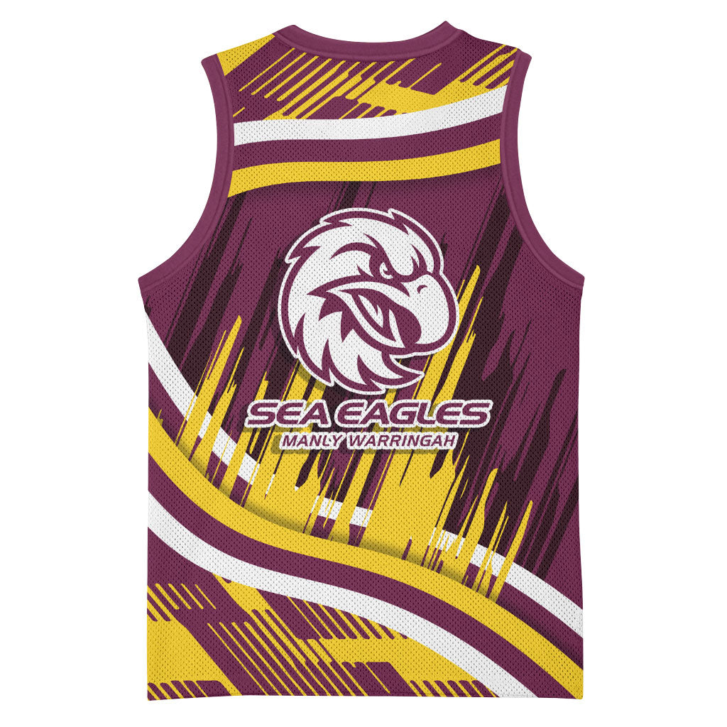 Sea Eagles Rugby Mascot Basketball Jersey Fierce Athlete Graphic in Sports Style