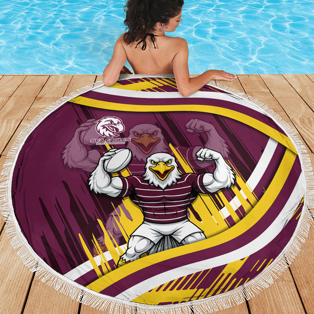Sea Eagles Rugby Mascot Beach Blanket Fierce Athlete Graphic in Sports Style
