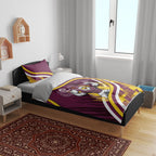 Sea Eagles Rugby Mascot Bedding Set Fierce Athlete Graphic in Sports Style