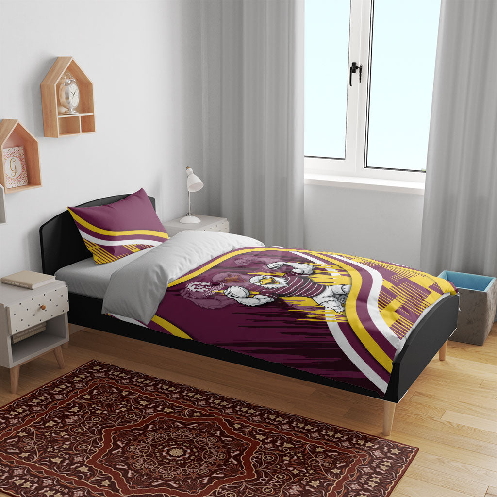Sea Eagles Rugby Mascot Bedding Set Fierce Athlete Graphic in Sports Style