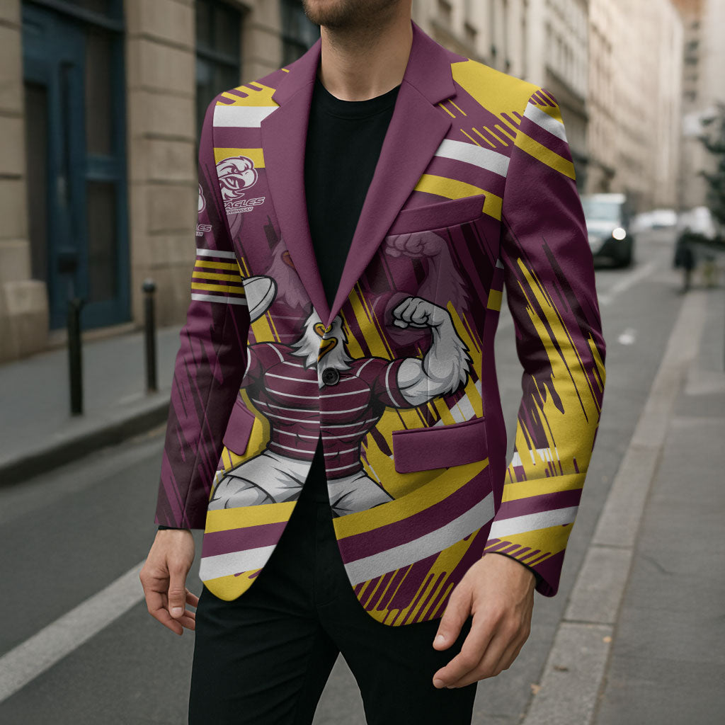 Sea Eagles Rugby Mascot Blazer Fierce Athlete Graphic in Sports Style