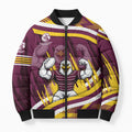 Sea Eagles Rugby Mascot Bomber Puffer Jacket Fierce Athlete Graphic in Sports Style
