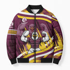 Sea Eagles Rugby Mascot Bomber Puffer Jacket Fierce Athlete Graphic in Sports Style