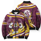 Sea Eagles Rugby Mascot Bomber Puffer Jacket Fierce Athlete Graphic in Sports Style