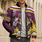 Sea Eagles Rugby Mascot Bomber Puffer Jacket Fierce Athlete Graphic in Sports Style