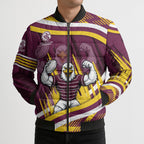Sea Eagles Rugby Mascot Bomber Puffer Jacket Fierce Athlete Graphic in Sports Style