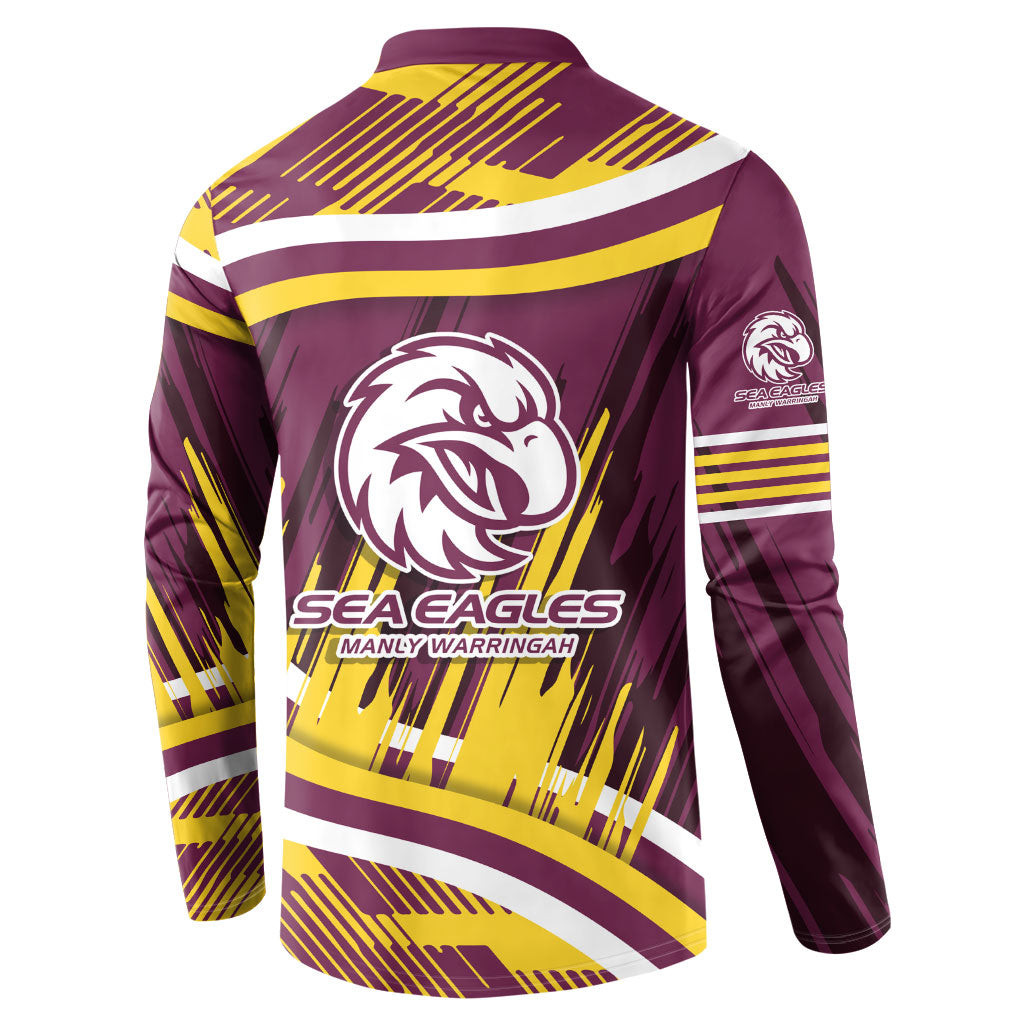 Sea Eagles Rugby Mascot Button Sweatshirt Fierce Athlete Graphic in Sports Style