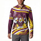 Sea Eagles Rugby Mascot Button Sweatshirt Fierce Athlete Graphic in Sports Style