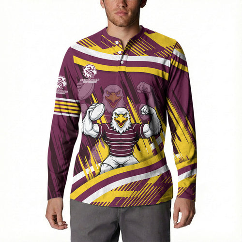 Sea Eagles Rugby Mascot Button Sweatshirt Fierce Athlete Graphic in Sports Style