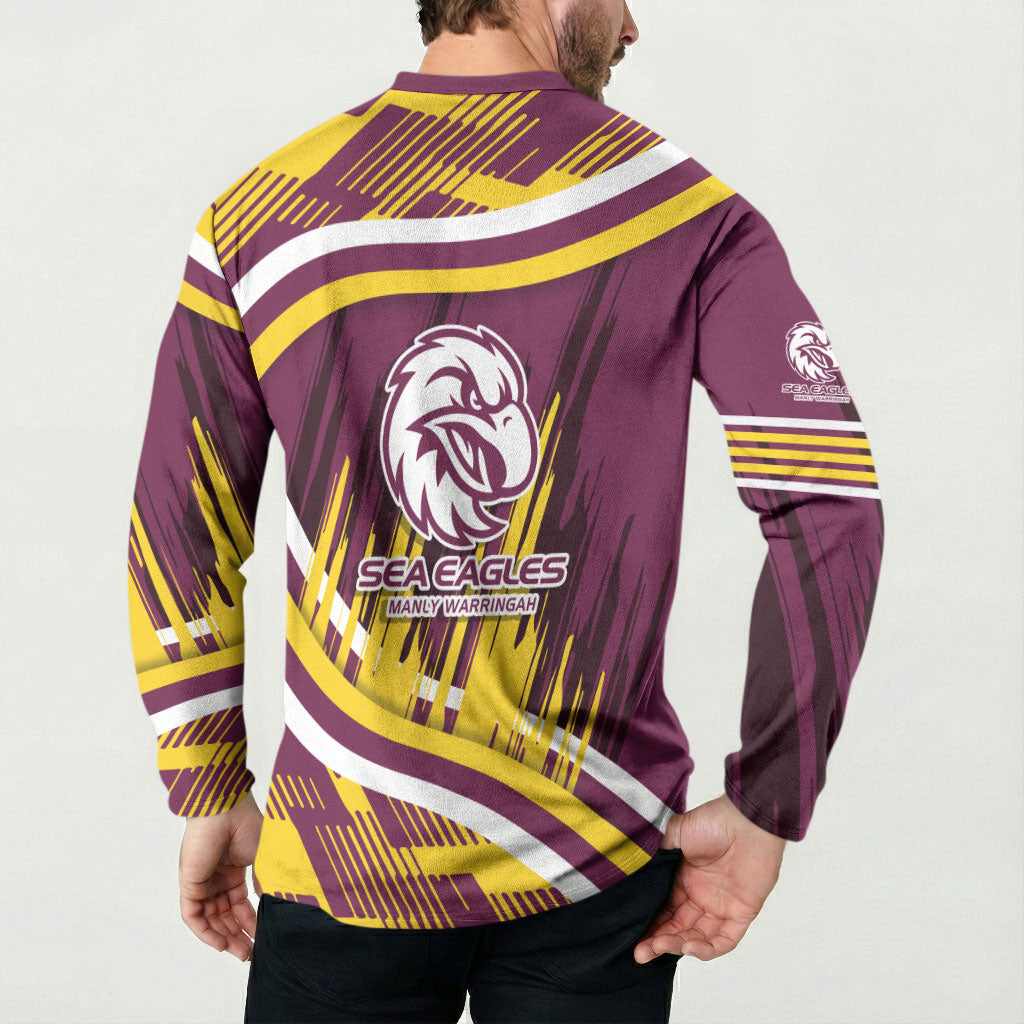Sea Eagles Rugby Mascot Button Sweatshirt Fierce Athlete Graphic in Sports Style