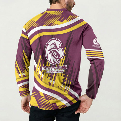 Sea Eagles Rugby Mascot Button Sweatshirt Fierce Athlete Graphic in Sports Style