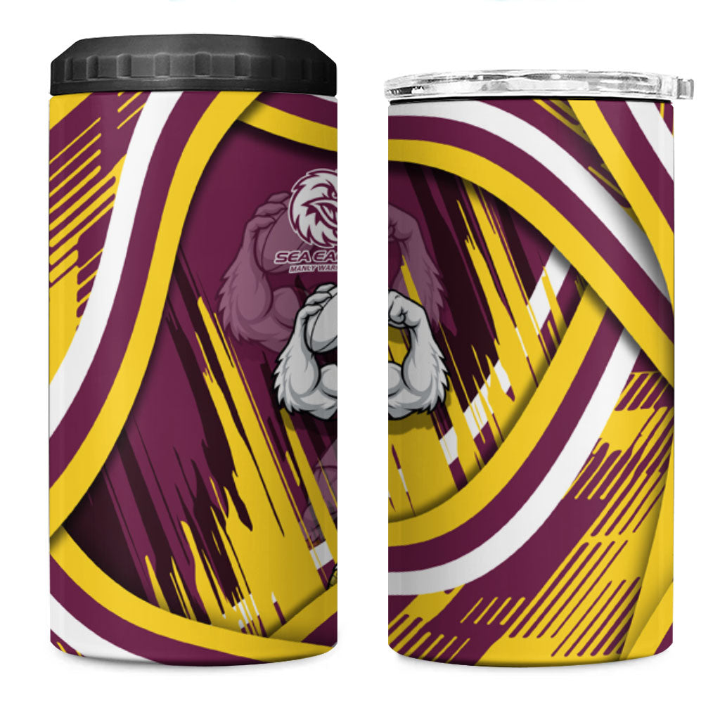 Sea Eagles Rugby Mascot 4 in 1 Can Cooler Tumbler Fierce Athlete Graphic in Sports Style