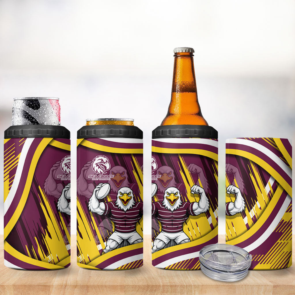 Sea Eagles Rugby Mascot 4 in 1 Can Cooler Tumbler Fierce Athlete Graphic in Sports Style