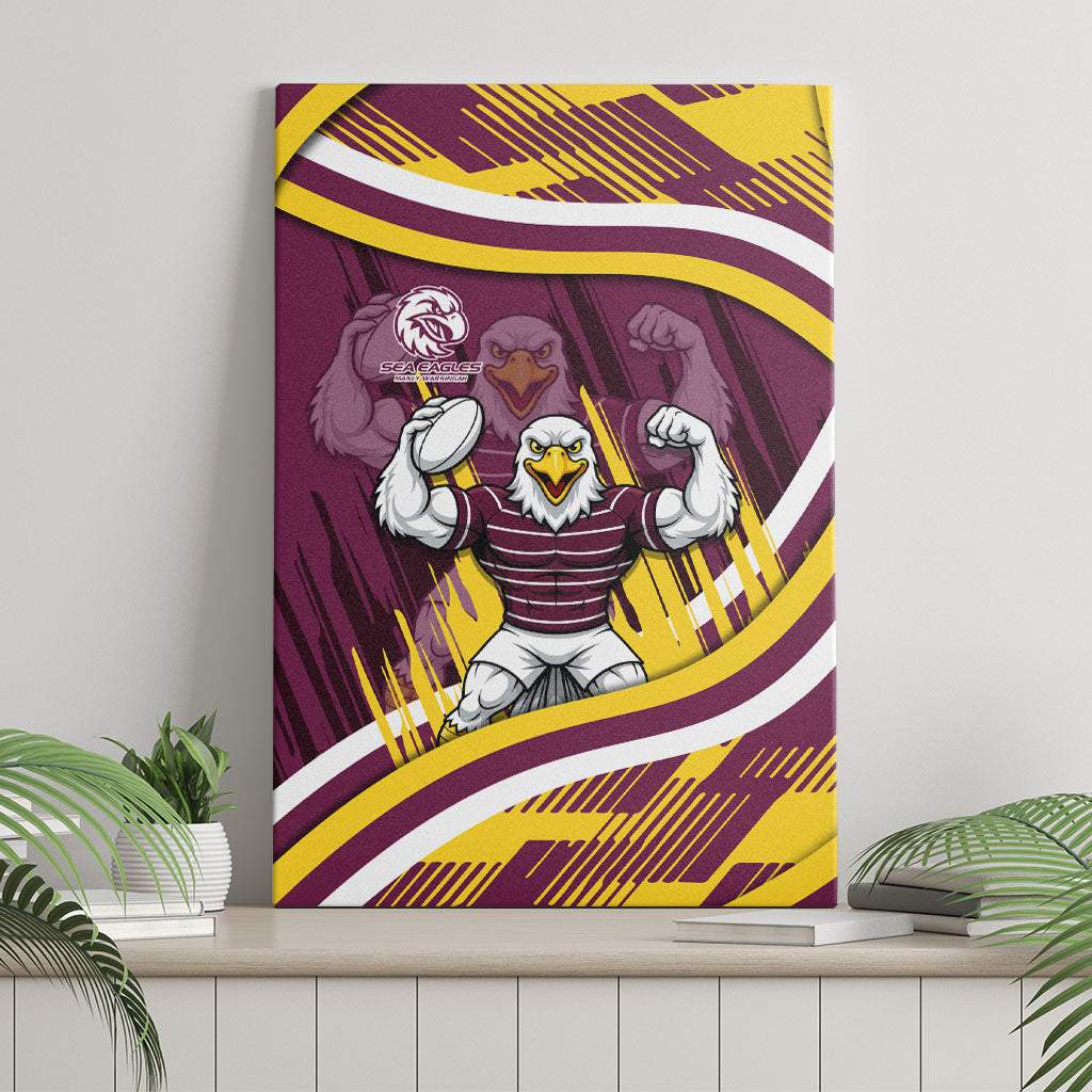 Sea Eagles Rugby Mascot Canvas Wall Art Fierce Athlete Graphic in Sports Style