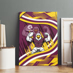 Sea Eagles Rugby Mascot Canvas Wall Art Fierce Athlete Graphic in Sports Style