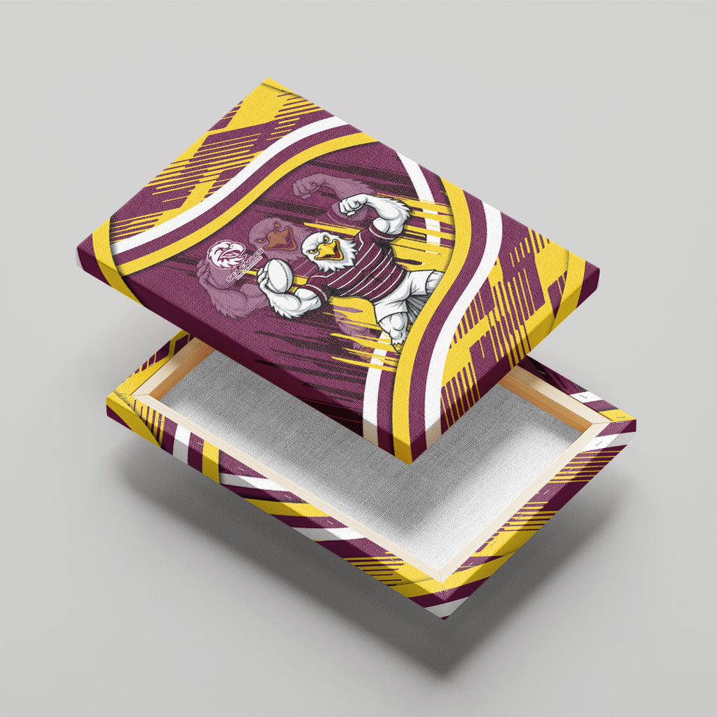 Sea Eagles Rugby Mascot Canvas Wall Art Fierce Athlete Graphic in Sports Style