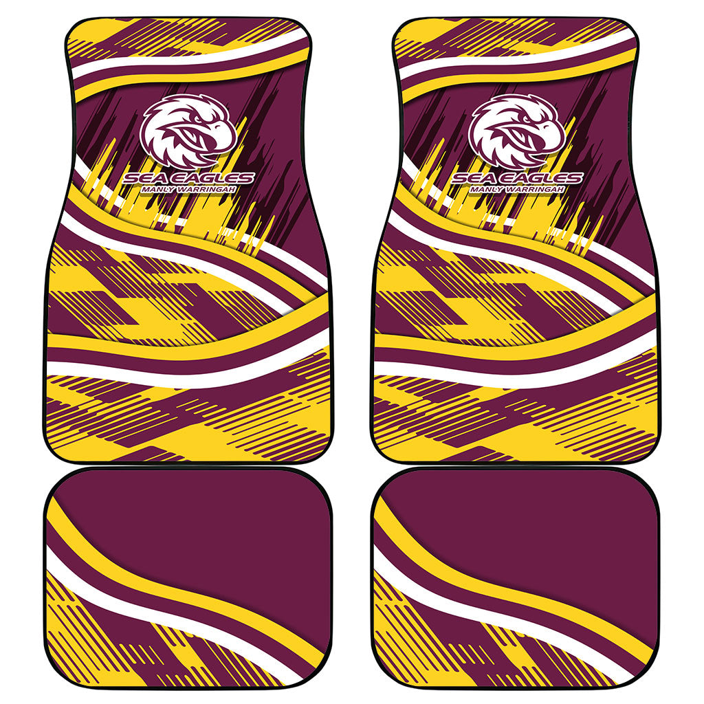 Sea Eagles Rugby Mascot Car Mats Fierce Athlete Graphic in Sports Style