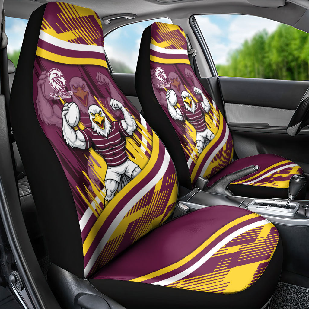 Sea Eagles Rugby Mascot Car Seat Cover Fierce Athlete Graphic in Sports Style