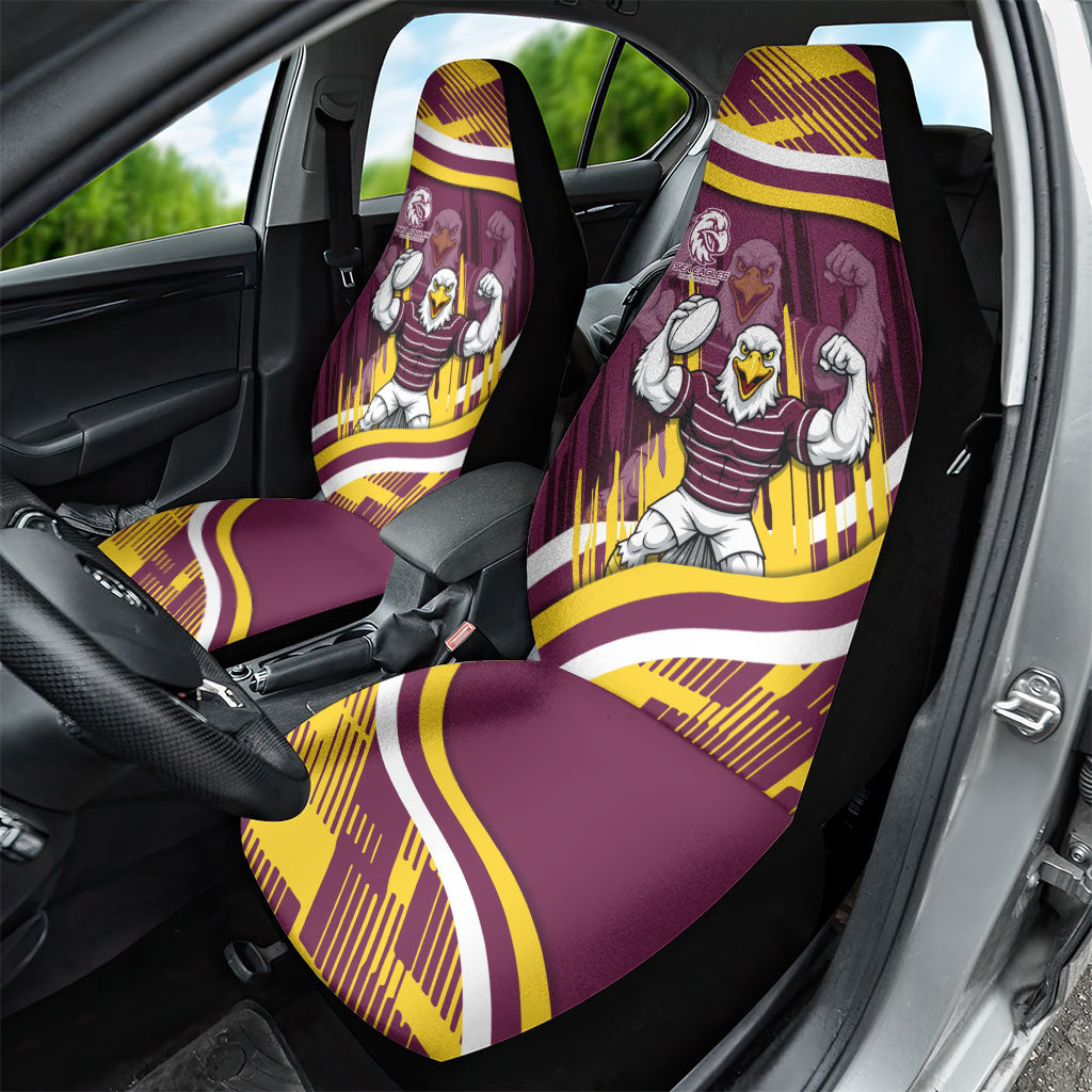 Sea Eagles Rugby Mascot Car Seat Cover Fierce Athlete Graphic in Sports Style