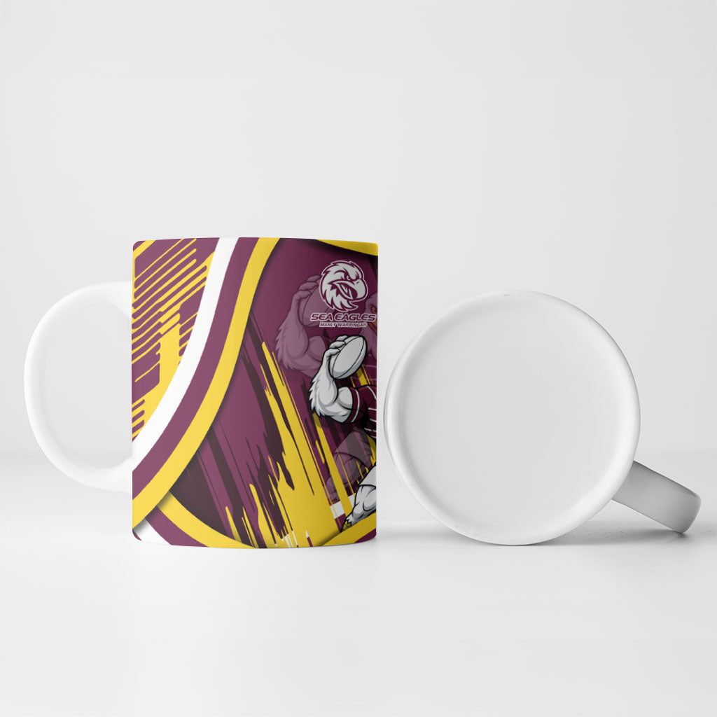 Sea Eagles Rugby Mascot Ceramic Mug Fierce Athlete Graphic in Sports Style