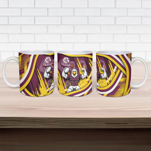 Sea Eagles Rugby Mascot Ceramic Mug Fierce Athlete Graphic in Sports Style