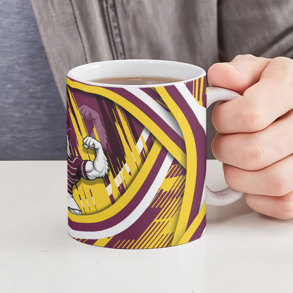 Sea Eagles Rugby Mascot Ceramic Mug Fierce Athlete Graphic in Sports Style