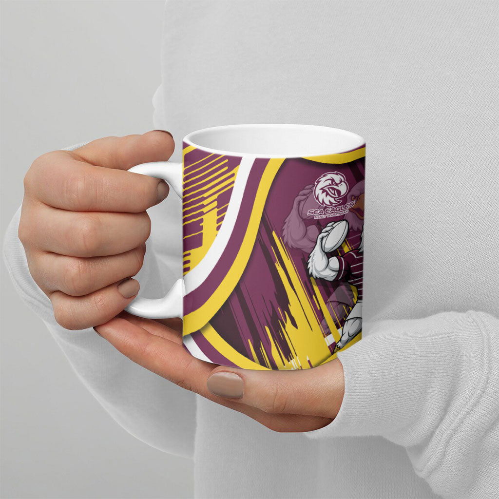Sea Eagles Rugby Mascot Ceramic Mug Fierce Athlete Graphic in Sports Style