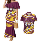 Sea Eagles Rugby Mascot Couples Matching Mermaid Dress and Hawaiian Shirt Fierce Athlete Graphic in Sports Style