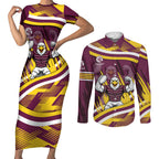 Sea Eagles Rugby Mascot Couples Matching Short Sleeve Bodycon Dress and Long Sleeve Button Shirt Fierce Athlete Graphic in Sports Style