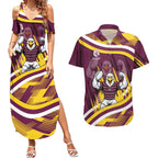Sea Eagles Rugby Mascot Couples Matching Summer Maxi Dress and Hawaiian Shirt Fierce Athlete Graphic in Sports Style