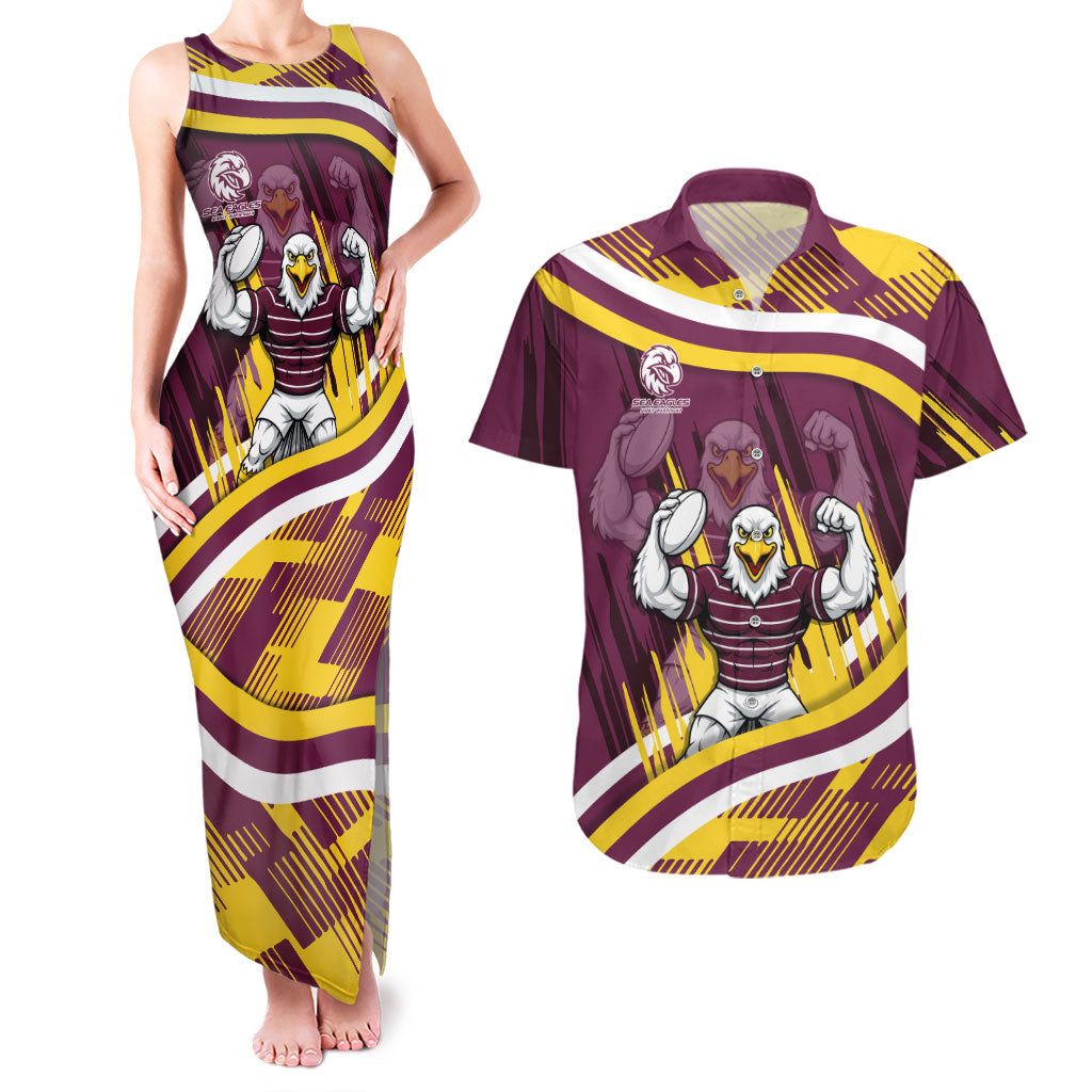 Sea Eagles Rugby Mascot Couples Matching Tank Maxi Dress and Hawaiian Shirt Fierce Athlete Graphic in Sports Style