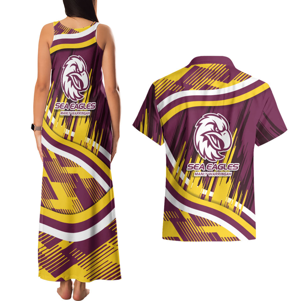 Sea Eagles Rugby Mascot Couples Matching Tank Maxi Dress and Hawaiian Shirt Fierce Athlete Graphic in Sports Style
