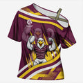 Sea Eagles Rugby Mascot Cross Shoulder Shirt Fierce Athlete Graphic in Sports Style