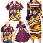 Sea Eagles Rugby Mascot Family Matching Long Sleeve Bodycon Dress and Hawaiian Shirt Fierce Athlete Graphic in Sports Style