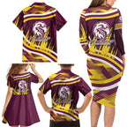 Sea Eagles Rugby Mascot Family Matching Long Sleeve Bodycon Dress and Hawaiian Shirt Fierce Athlete Graphic in Sports Style