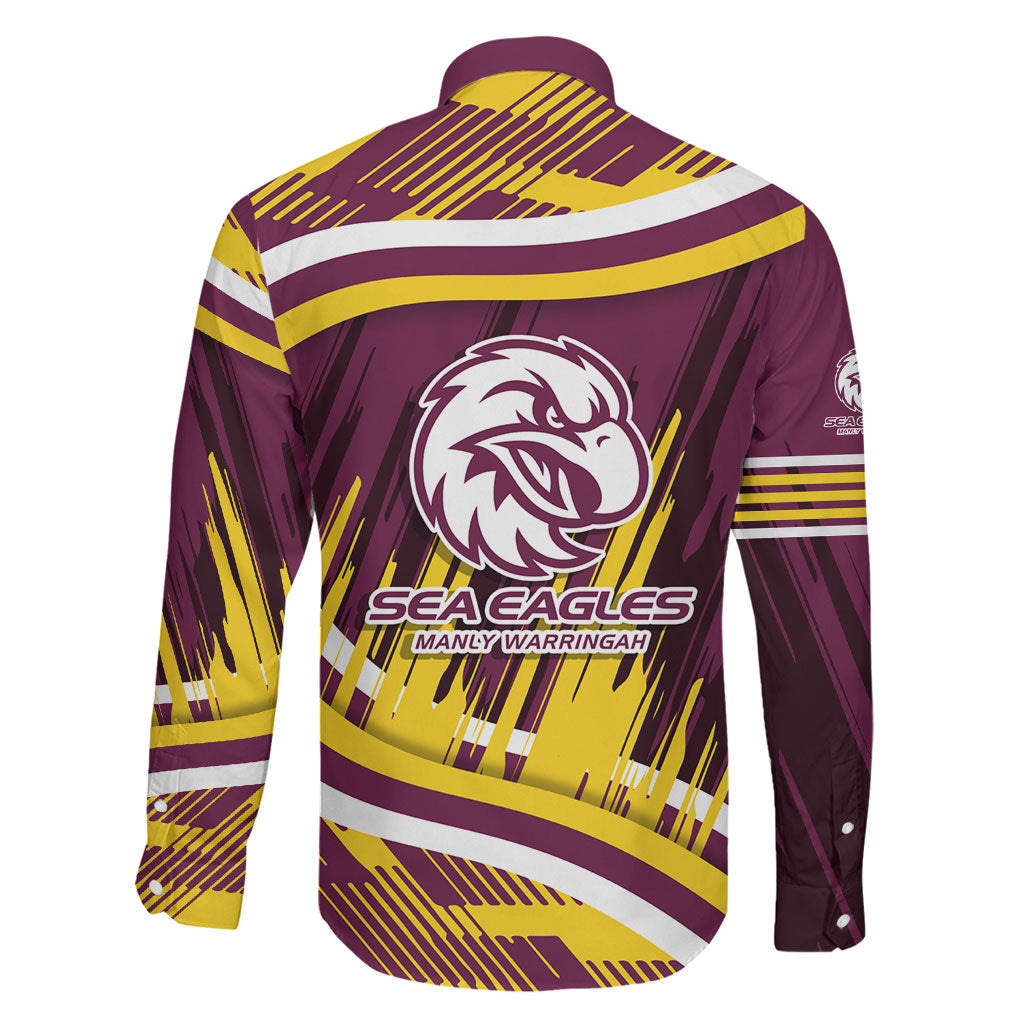 Sea Eagles Rugby Mascot Family Matching Long Sleeve Bodycon Dress and Hawaiian Shirt Fierce Athlete Graphic in Sports Style