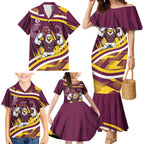 Sea Eagles Rugby Mascot Family Matching Mermaid Dress and Hawaiian Shirt Fierce Athlete Graphic in Sports Style
