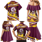 Sea Eagles Rugby Mascot Family Matching Mermaid Dress and Hawaiian Shirt Fierce Athlete Graphic in Sports Style