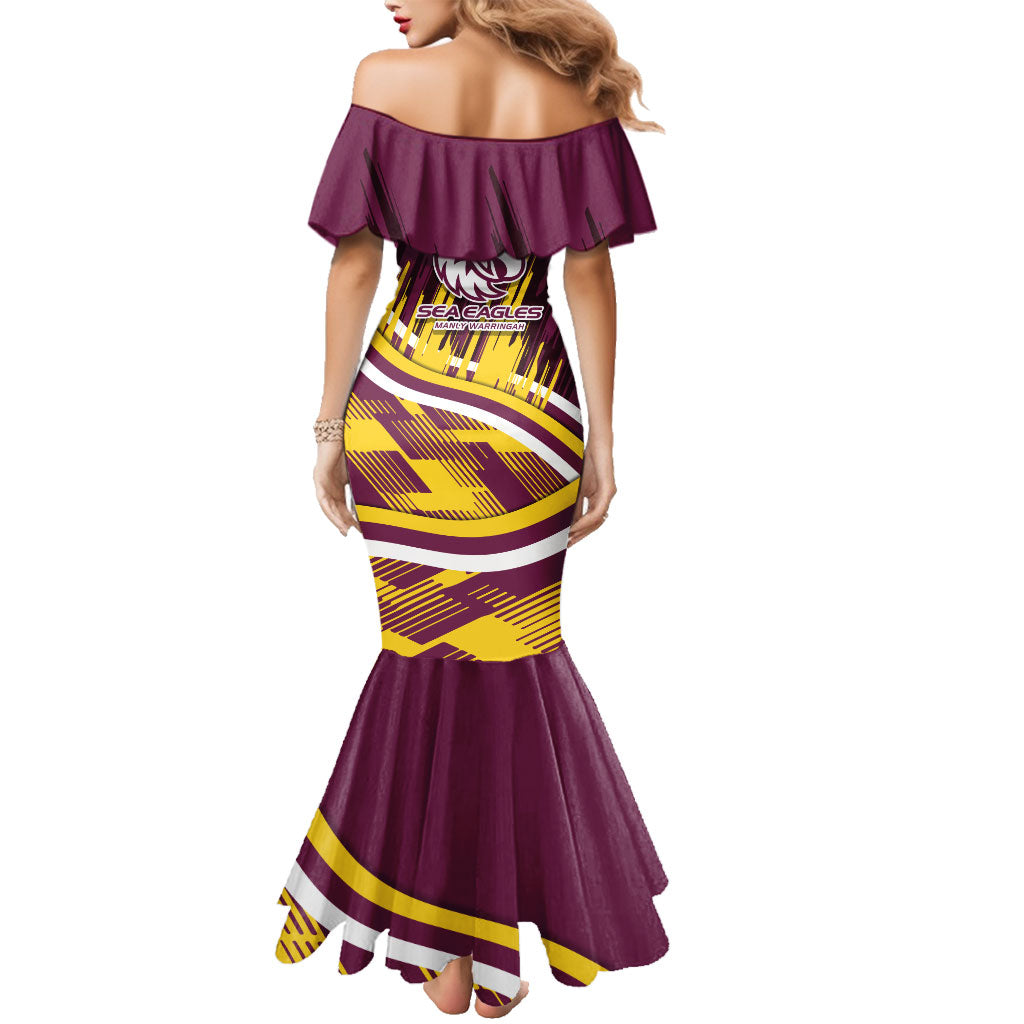Sea Eagles Rugby Mascot Family Matching Mermaid Dress and Hawaiian Shirt Fierce Athlete Graphic in Sports Style
