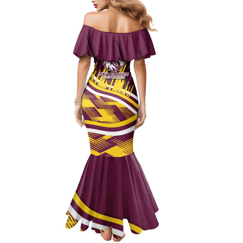 Sea Eagles Rugby Mascot Family Matching Mermaid Dress and Hawaiian Shirt Fierce Athlete Graphic in Sports Style