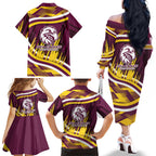 Sea Eagles Rugby Mascot Family Matching Off The Shoulder Long Sleeve Dress and Hawaiian Shirt Fierce Athlete Graphic in Sports Style