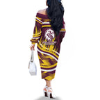 Sea Eagles Rugby Mascot Family Matching Off The Shoulder Long Sleeve Dress and Hawaiian Shirt Fierce Athlete Graphic in Sports Style