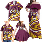 Sea Eagles Rugby Mascot Family Matching Off Shoulder Maxi Dress and Hawaiian Shirt Fierce Athlete Graphic in Sports Style