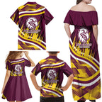 Sea Eagles Rugby Mascot Family Matching Off Shoulder Maxi Dress and Hawaiian Shirt Fierce Athlete Graphic in Sports Style