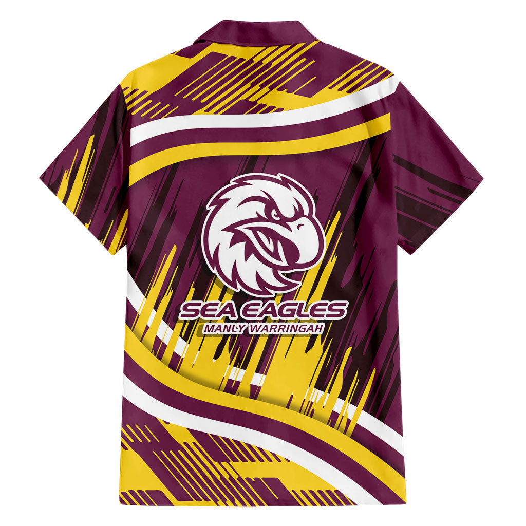 Sea Eagles Rugby Mascot Family Matching Off Shoulder Short Dress and Hawaiian Shirt Fierce Athlete Graphic in Sports Style